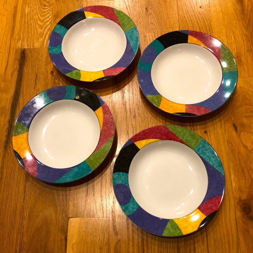 Mikasa Currents Rim Soup Bowls Set of 4